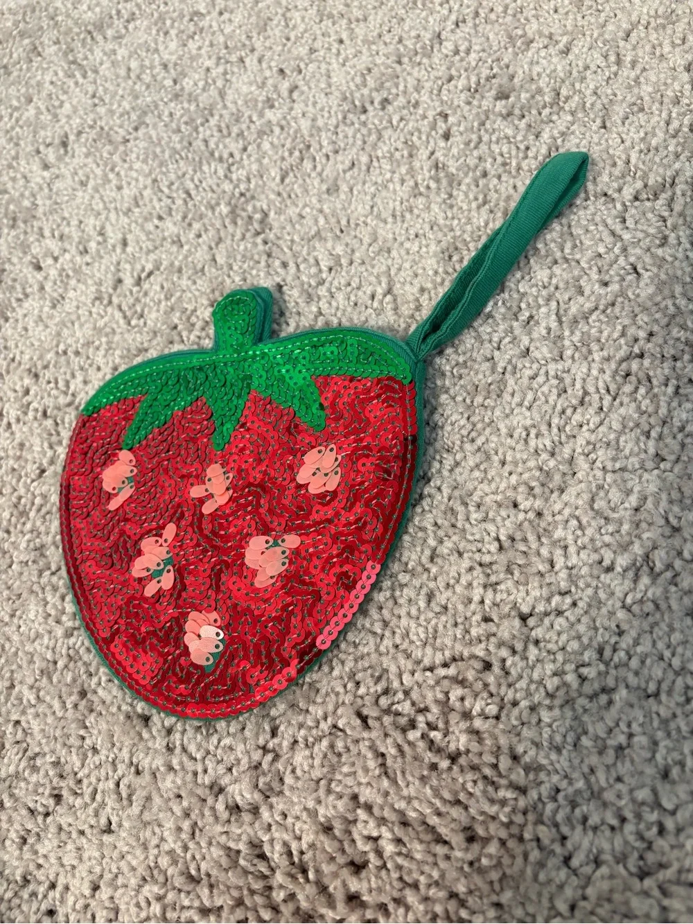 Kids Sequin Strawberry Wristlet Pouch - Red/Green